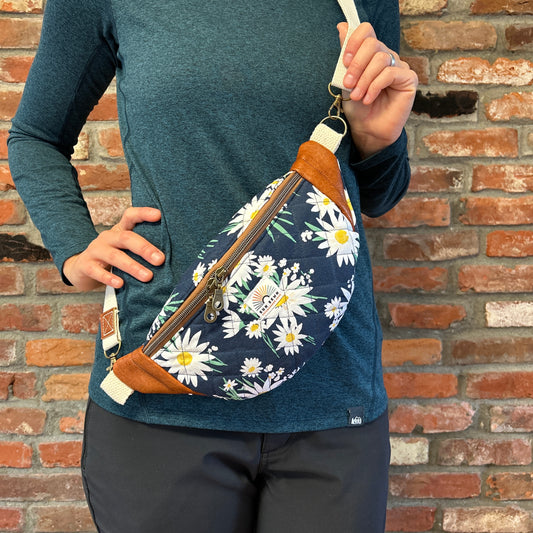 Sun Sewn Blue Daisy Sling Bag