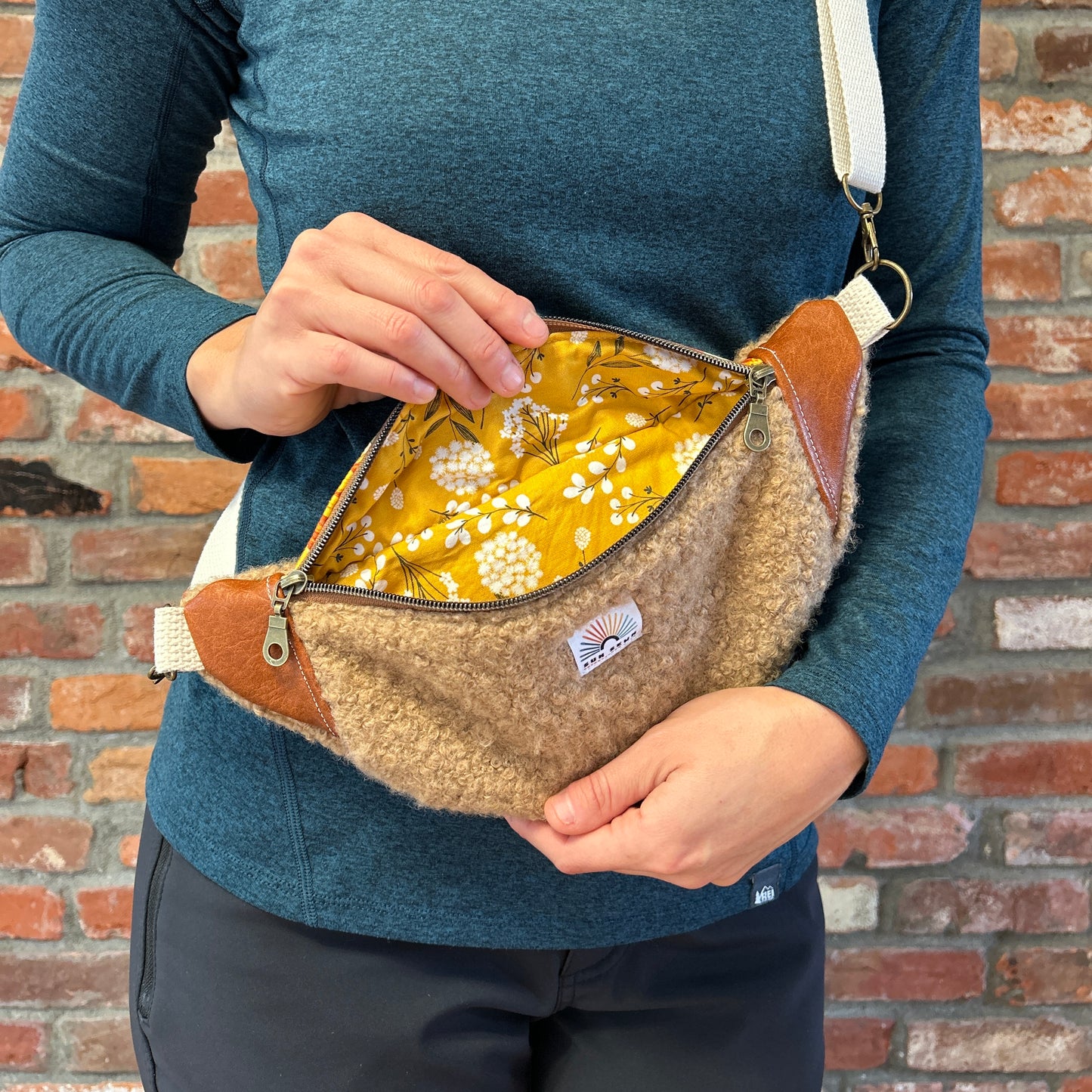 Sun Sewn Sunflower and Teddy Sling Bag