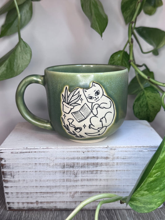 Mystical Green Kitty 12oz Mug
