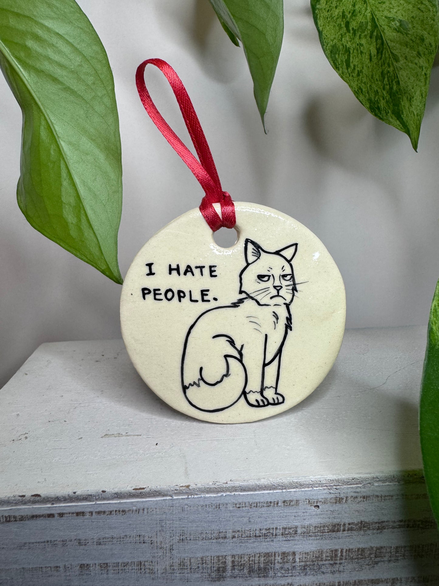 I Hate People Kitty Ornament