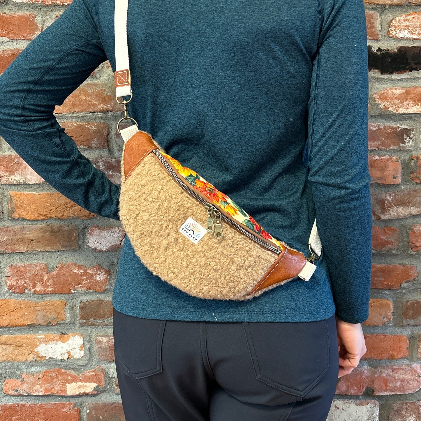 Sun Sewn Sunflower and Teddy Sling Bag