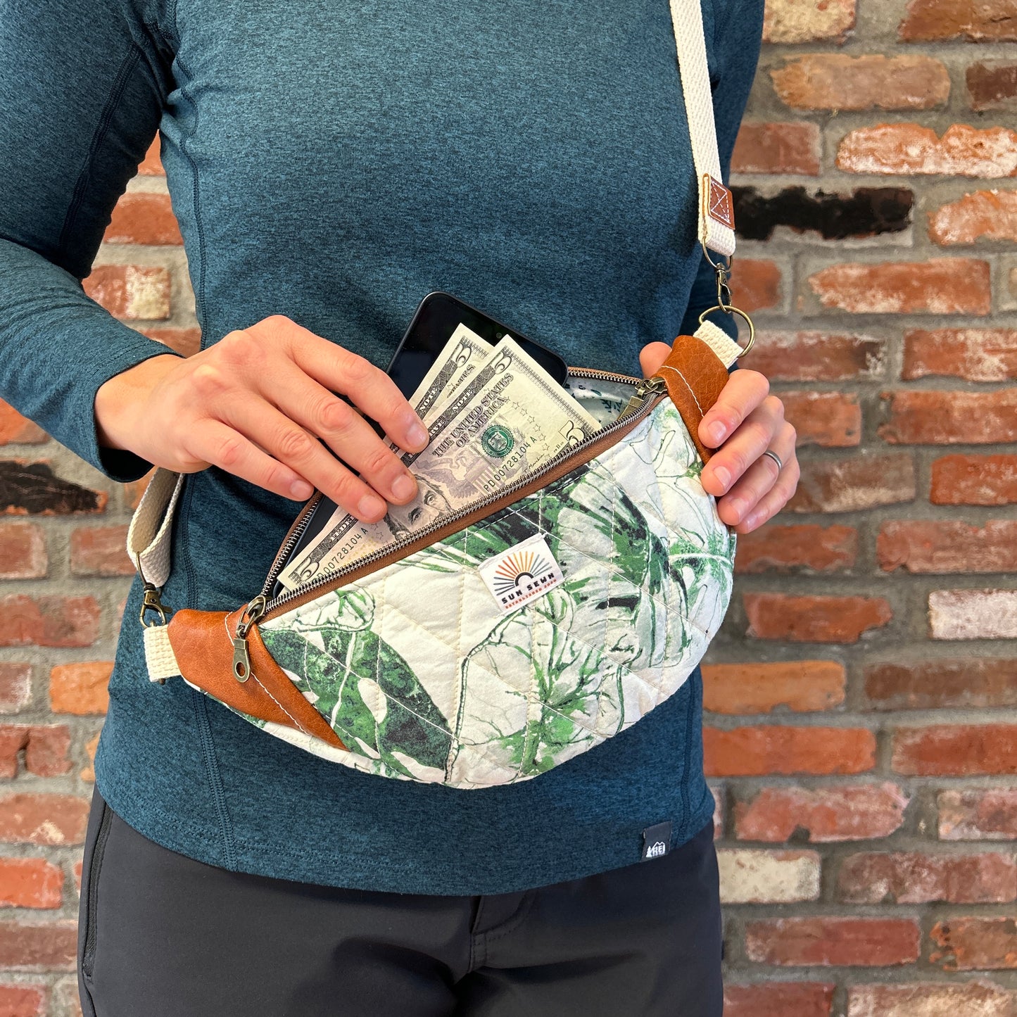 Sun Sewn Tropical Plant Sling Bag