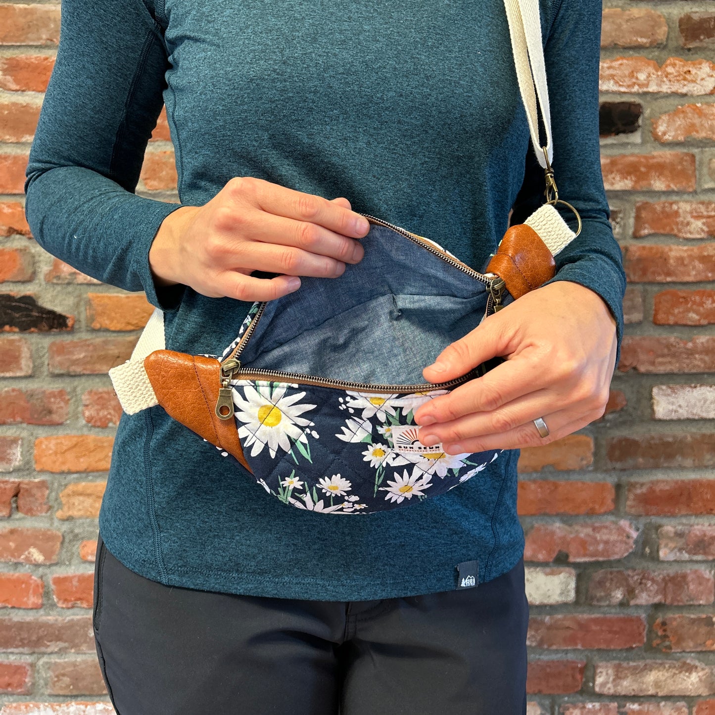 Sun Sewn Blue Daisy Sling Bag