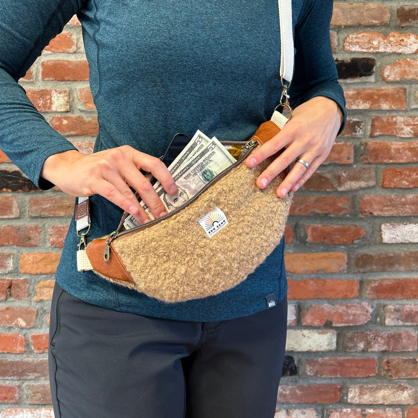 Sun Sewn Sunflower and Teddy Sling Bag